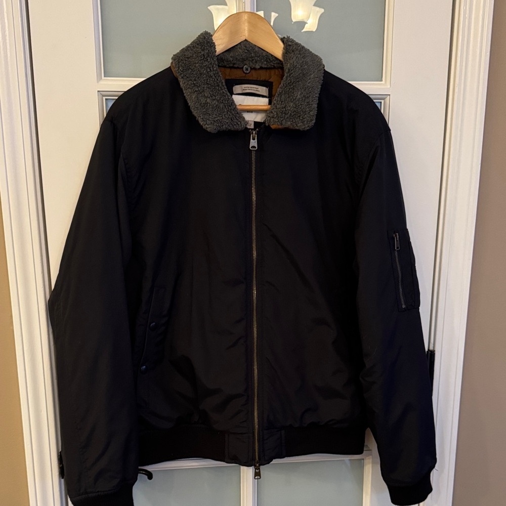 Goodfellow & Co Men’s Navy Bomber Jacket with Gray Collar